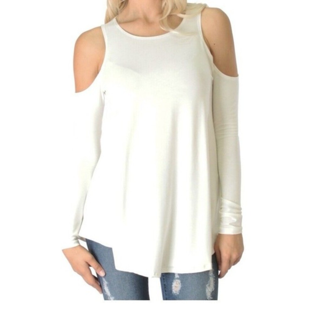 Lyss Loo In Good Company Cold Shoulder White Long Sleeve Top Size 1X